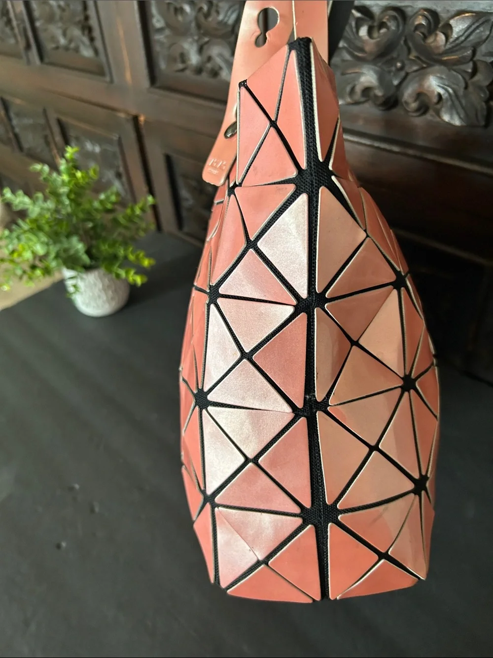 Inspired Geometric Tote Bag in Coral Pink